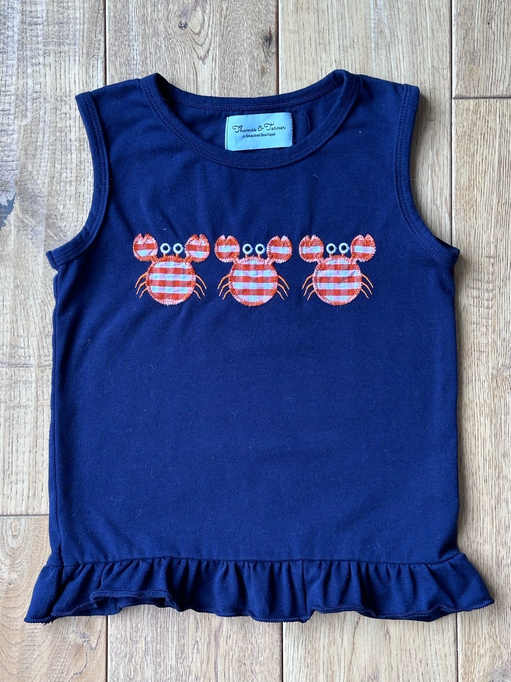 Thomas & Turner Sleeveless Crab Appliqué Ruffle Hem Top size 4T